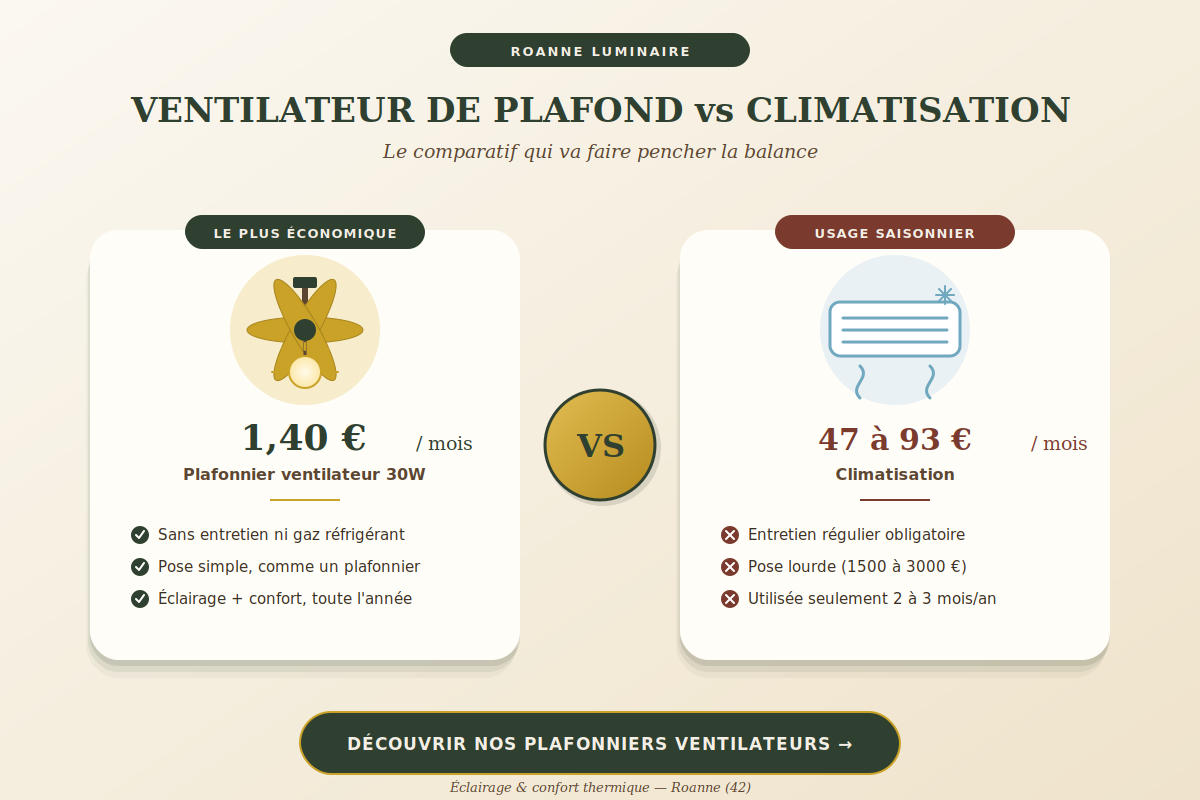 Ventilateur de Plafond vs Climatisation : Le Match Qui Ne Fait Pas Débat